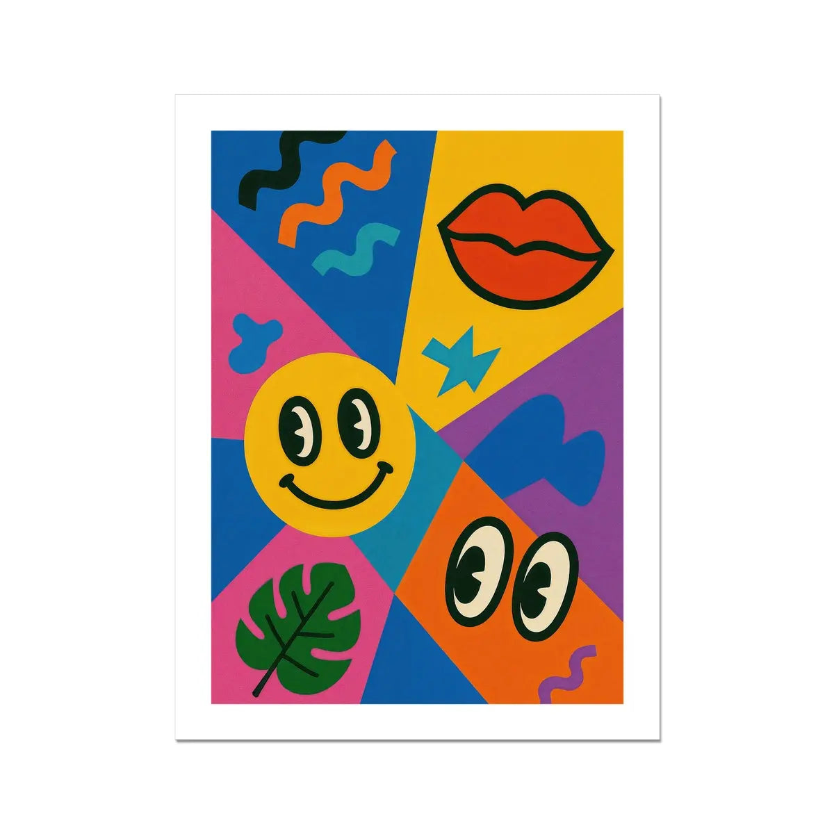 Vivid Pop-Art Smiley & Lips Poster Prodigi