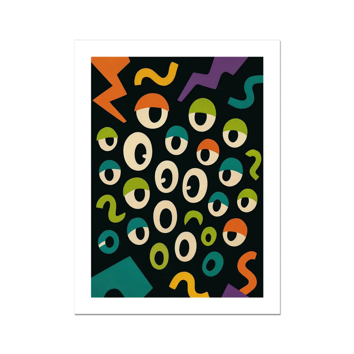 Abstract Pop Art Poster – Cartoon Eyes & Colorful Shapes Prodigi