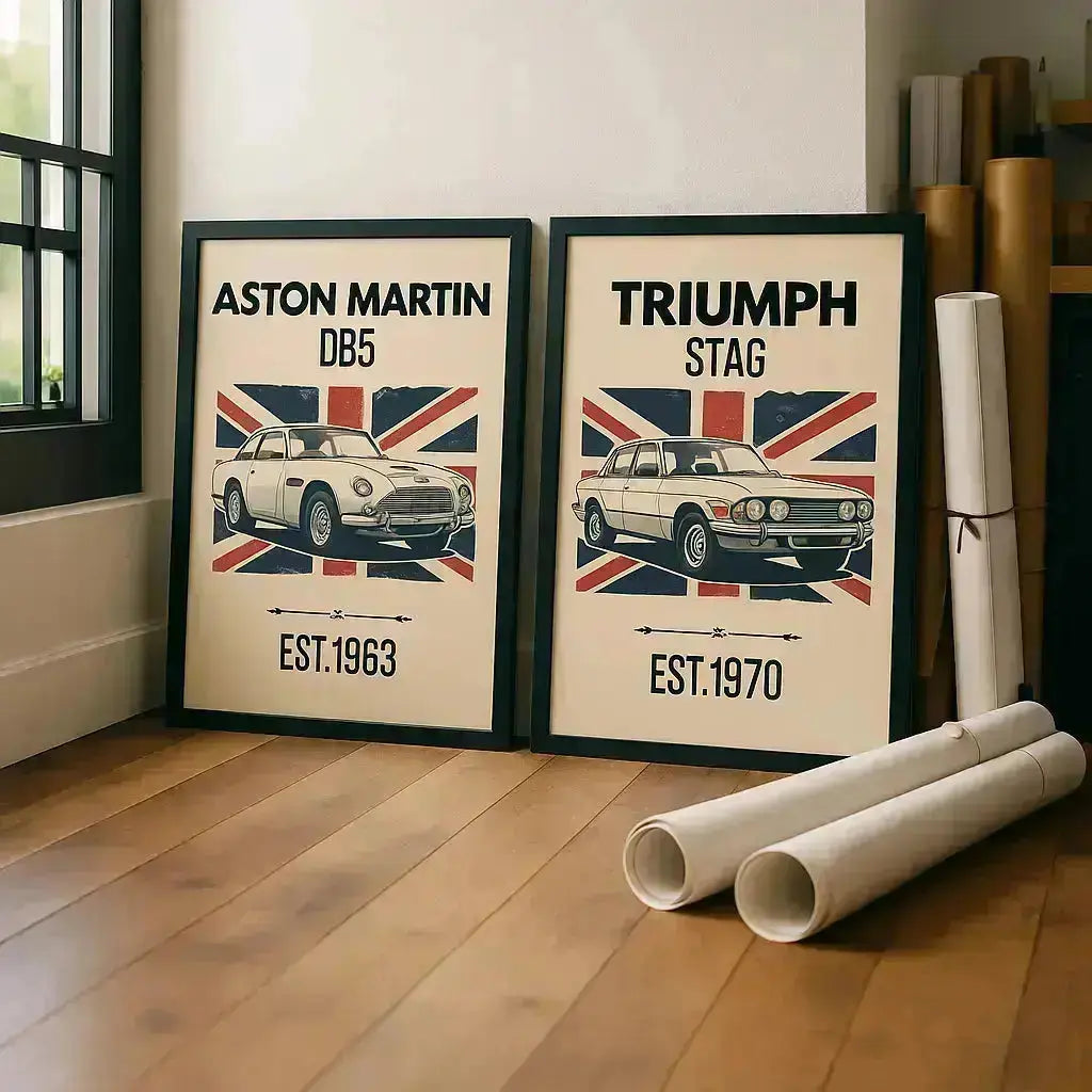 Jaguar E-Type Framed Print – Classic British Sports Car Wall Art Galeto