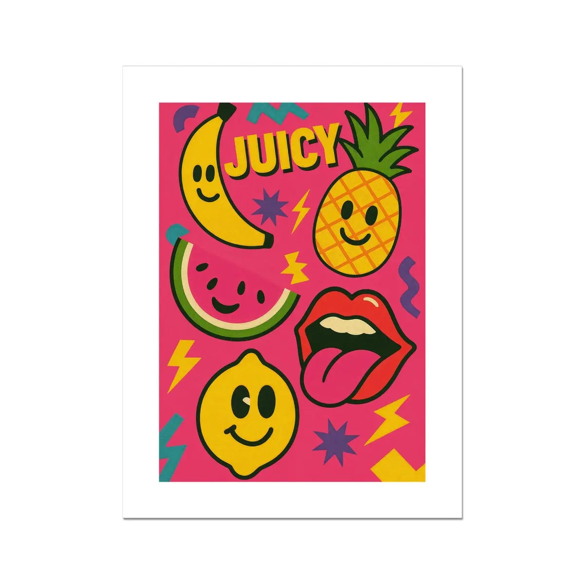 Juicy Pop Art Smiley Fruit Wall Print Prodigi