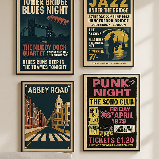 London-Vintage-Music-Posters-Retro-Wall-Art-Prints-for-Home-Office-Randello Randello