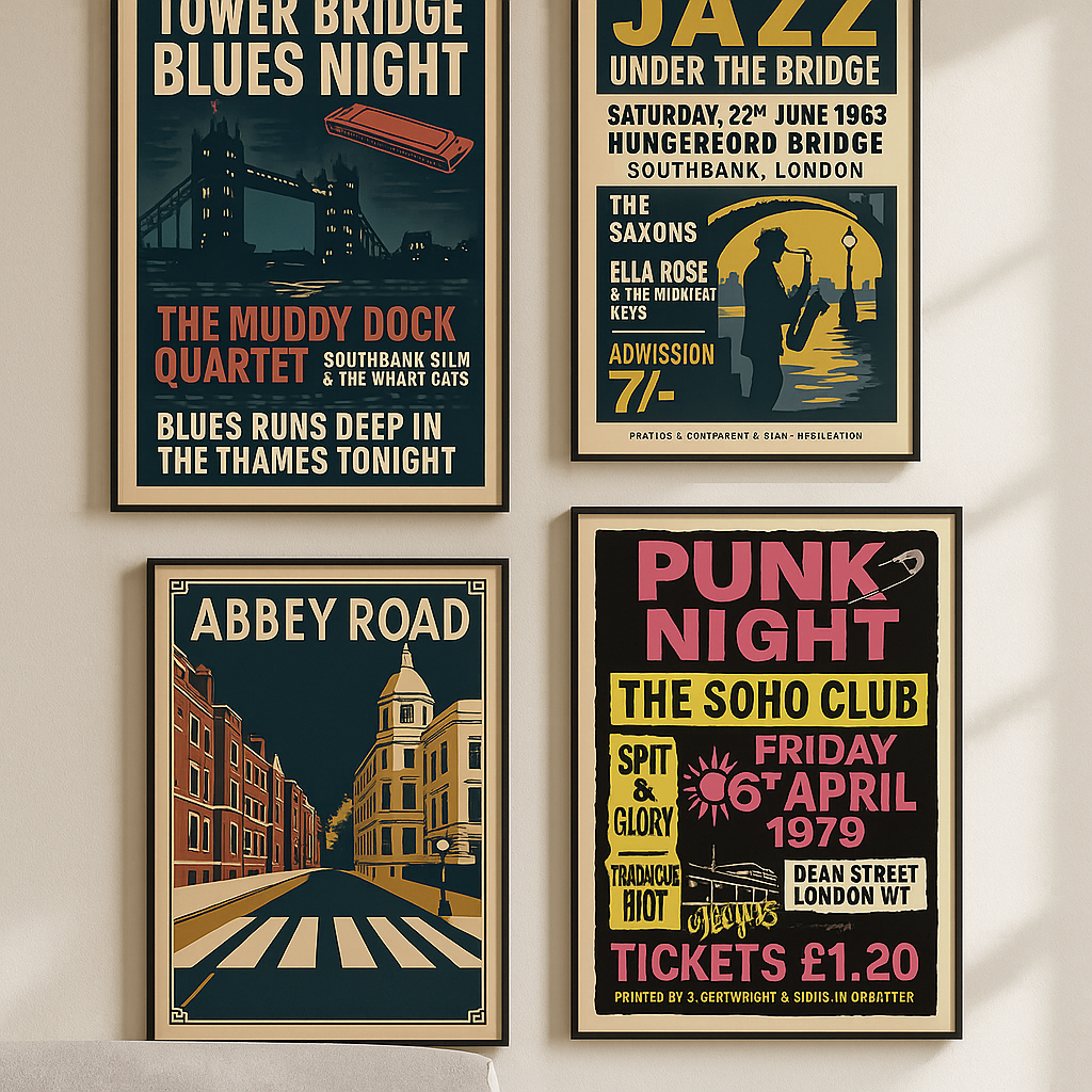 London Vintage Music Posters | Retro Wall Art Prints for Home & Office – Randello