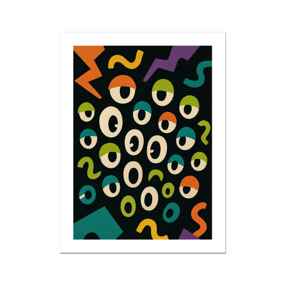 Abstract Pop Art Poster – Retro Cartoon Eyes & Colorful Shapes Wall Art Print (18x24 Inches)