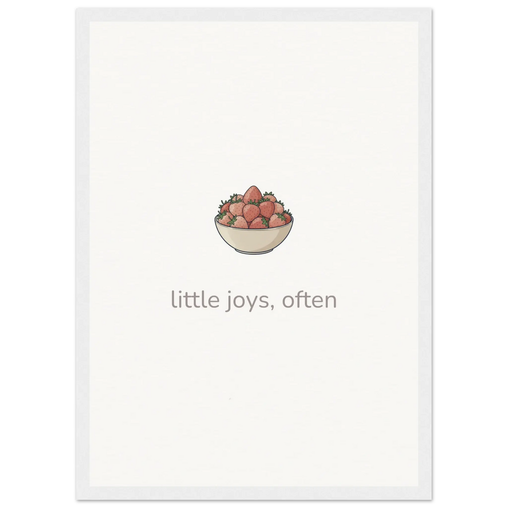 Little Joys, Often – Strawberries Bowl Kitchen Framed Print - Randello