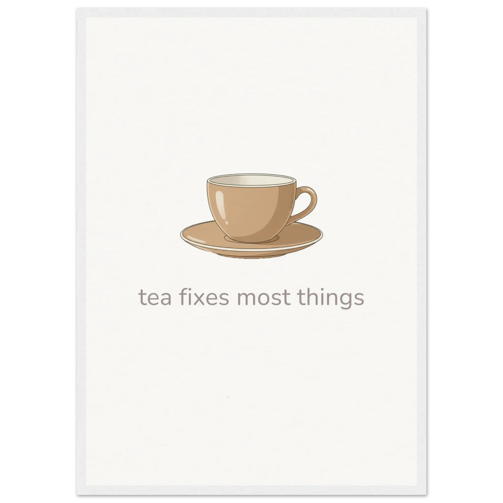 Tea Fixes Most Things – British Tea Kitchen Framed Print - Randello