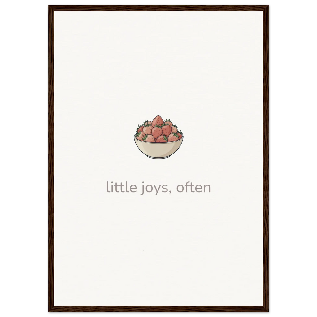 Little Joys, Often – Strawberries Bowl Kitchen Framed Print - Randello