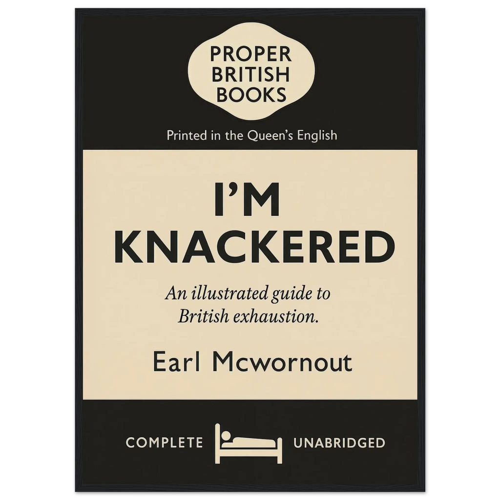 I’m Knackered – British Penguin Book Parody Framed Print - Randello