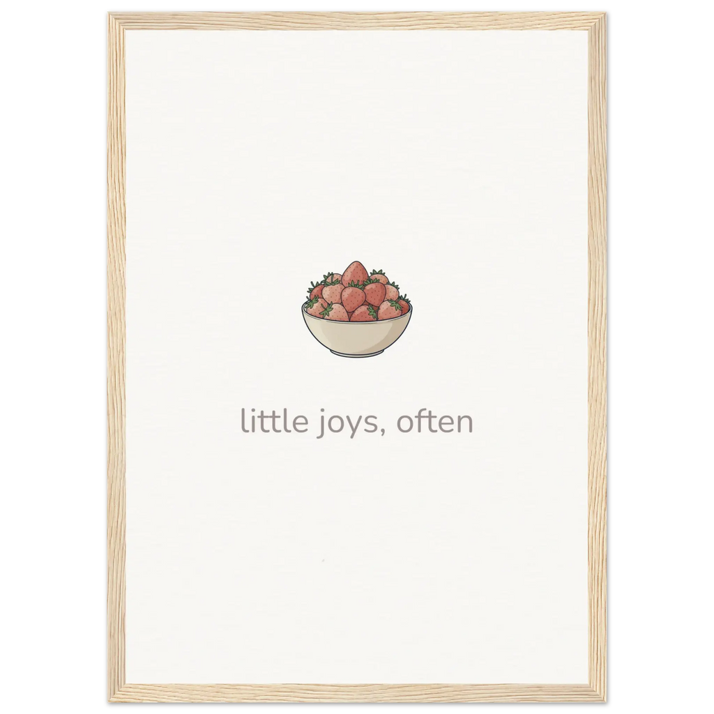 Little Joys, Often – Strawberries Bowl Kitchen Framed Print - Randello