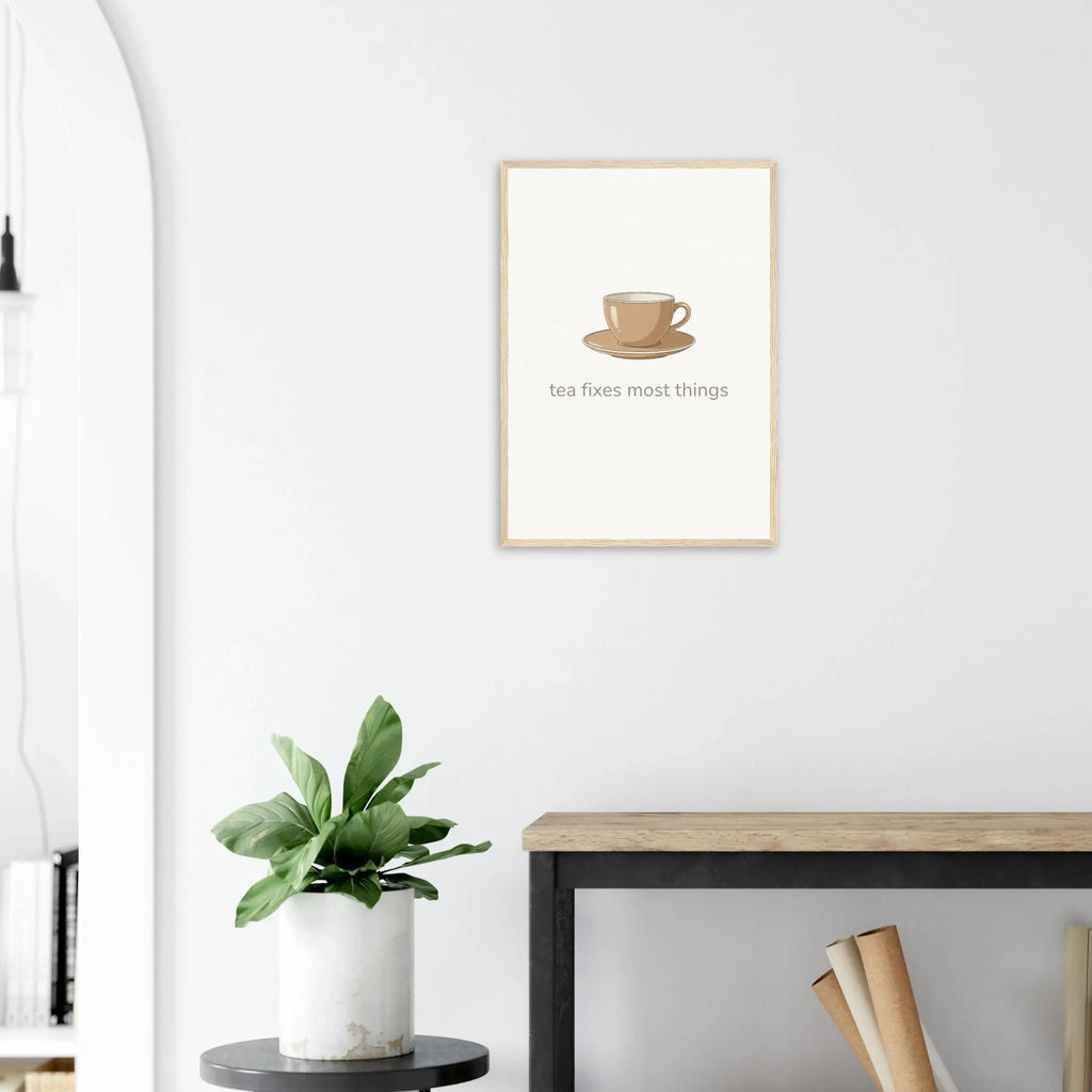 Tea Fixes Most Things – British Tea Kitchen Framed Print - Randello