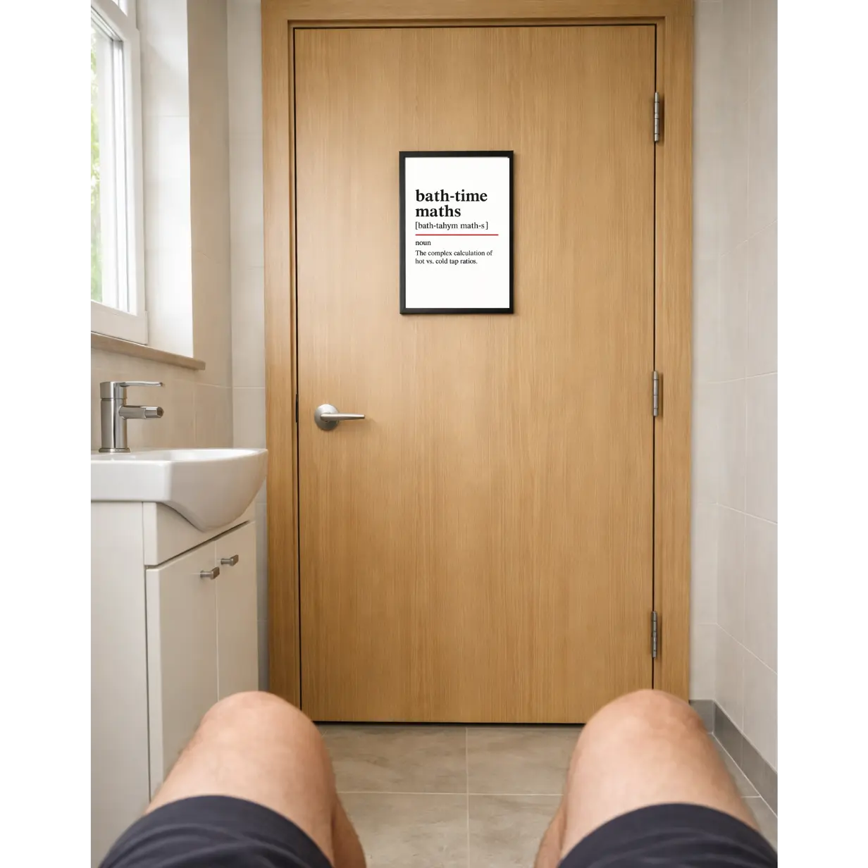 Bath Time Maths  – Oxford Dictionary Bathroom Framed Print Galeto