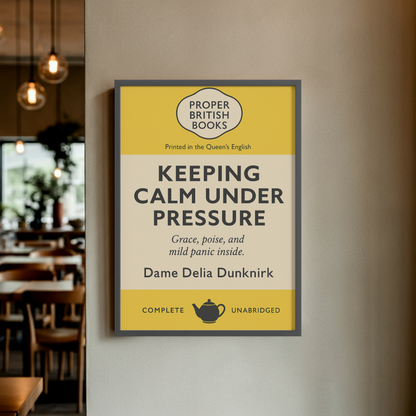 Keeping Calm Under Pressure – British Penguin Book Parody Framed Printrint Galeto