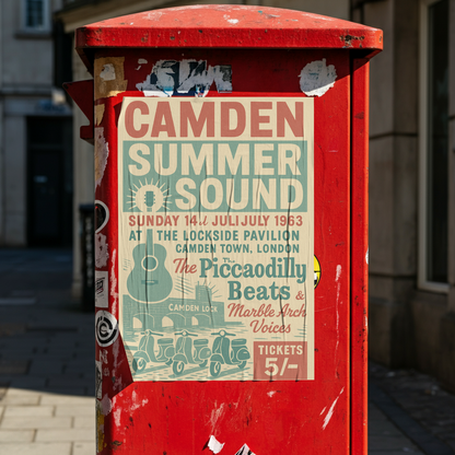 Camden Summer Sound 1963 Fine Art Vintage Poster Print – London Music Festival Wall Art