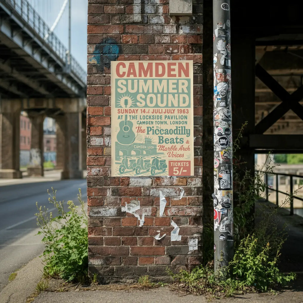 Camden Summer Sound 1963 Fine Art Vintage Poster Print – London Music Festival Wall Art Galeto