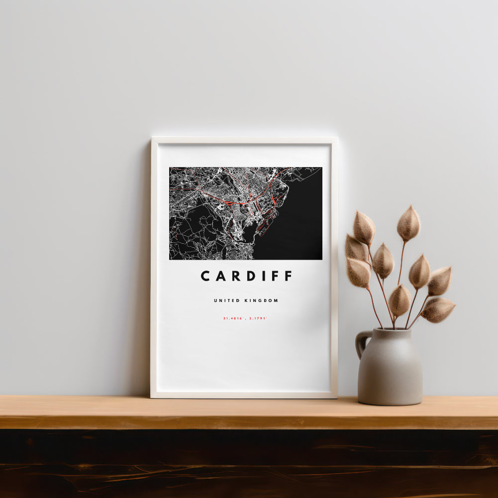 Cardiff City – Quality Framed Print, Ready to Hang