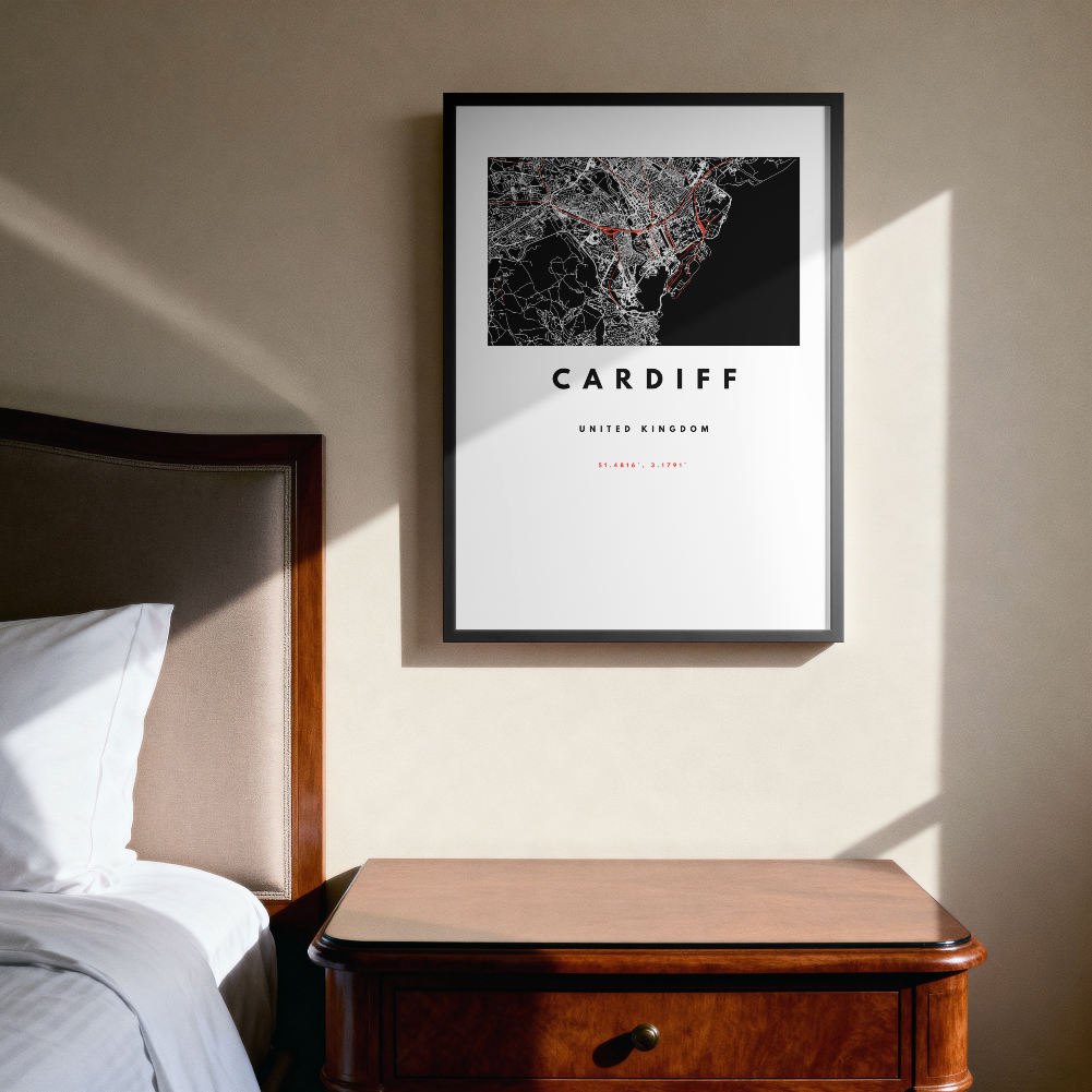 Cardiff City – Quality Framed Print, Ready to Hang