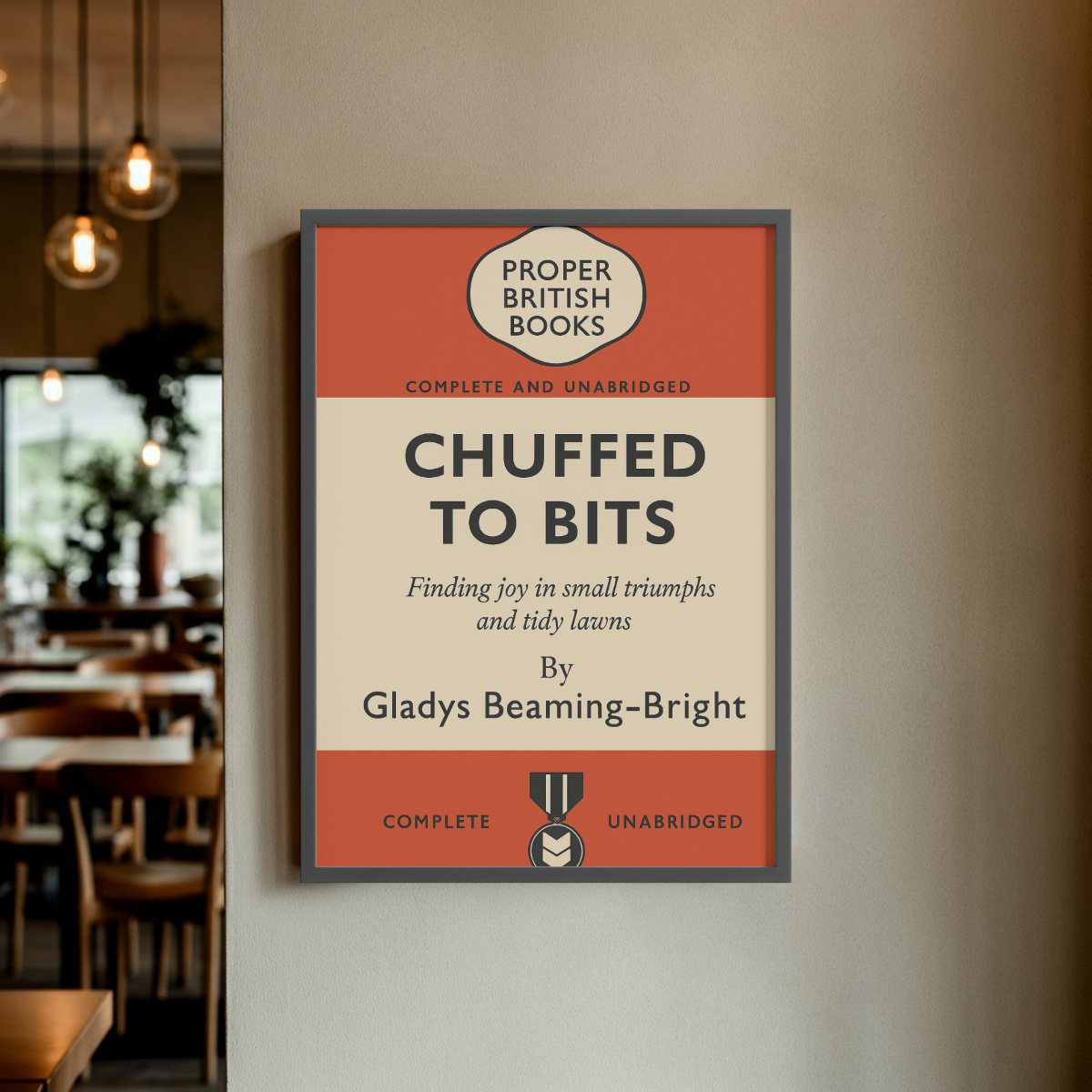 Chuffed to Bits – British Penguin Book Parody Framed Print Galeto