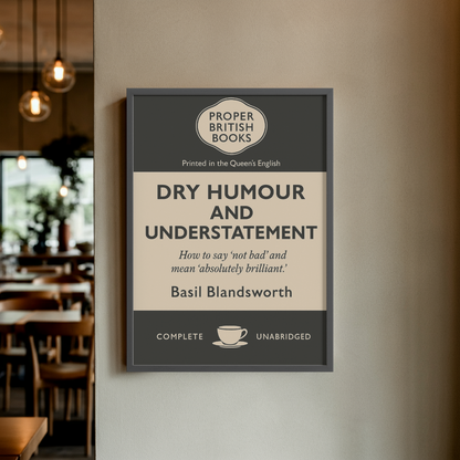 Dry Humour and Understatement – British Penguin Book Parody Framed Print Galeto