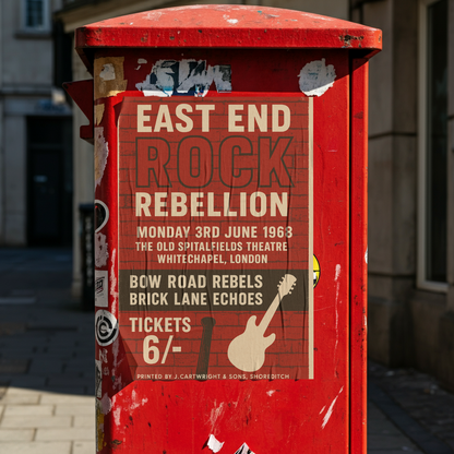 East End Rock Rebellion 1968 Fine Art Vintage Poster Print – London Rock Music Wall Art
