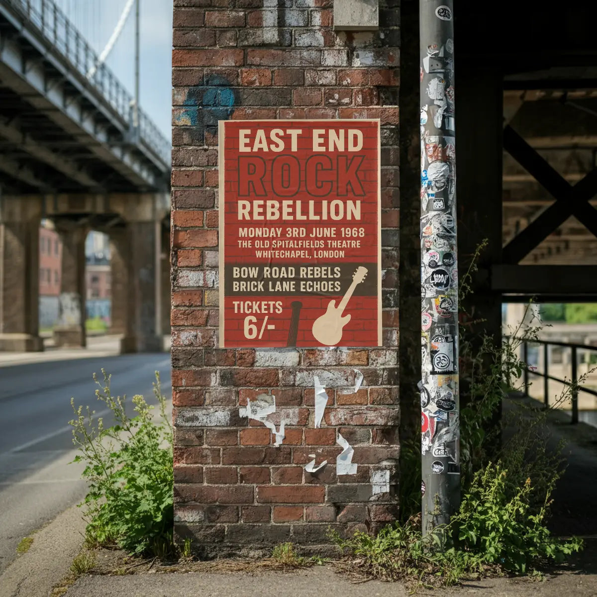 East End Rock Rebellion 1968 Fine Art Vintage Poster Print – London Rock Music Wall Art Galeto