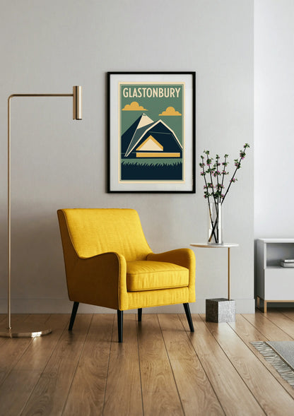 Glastonbury Festival Modernist Landscape – Fine Art Poster Print Galeto