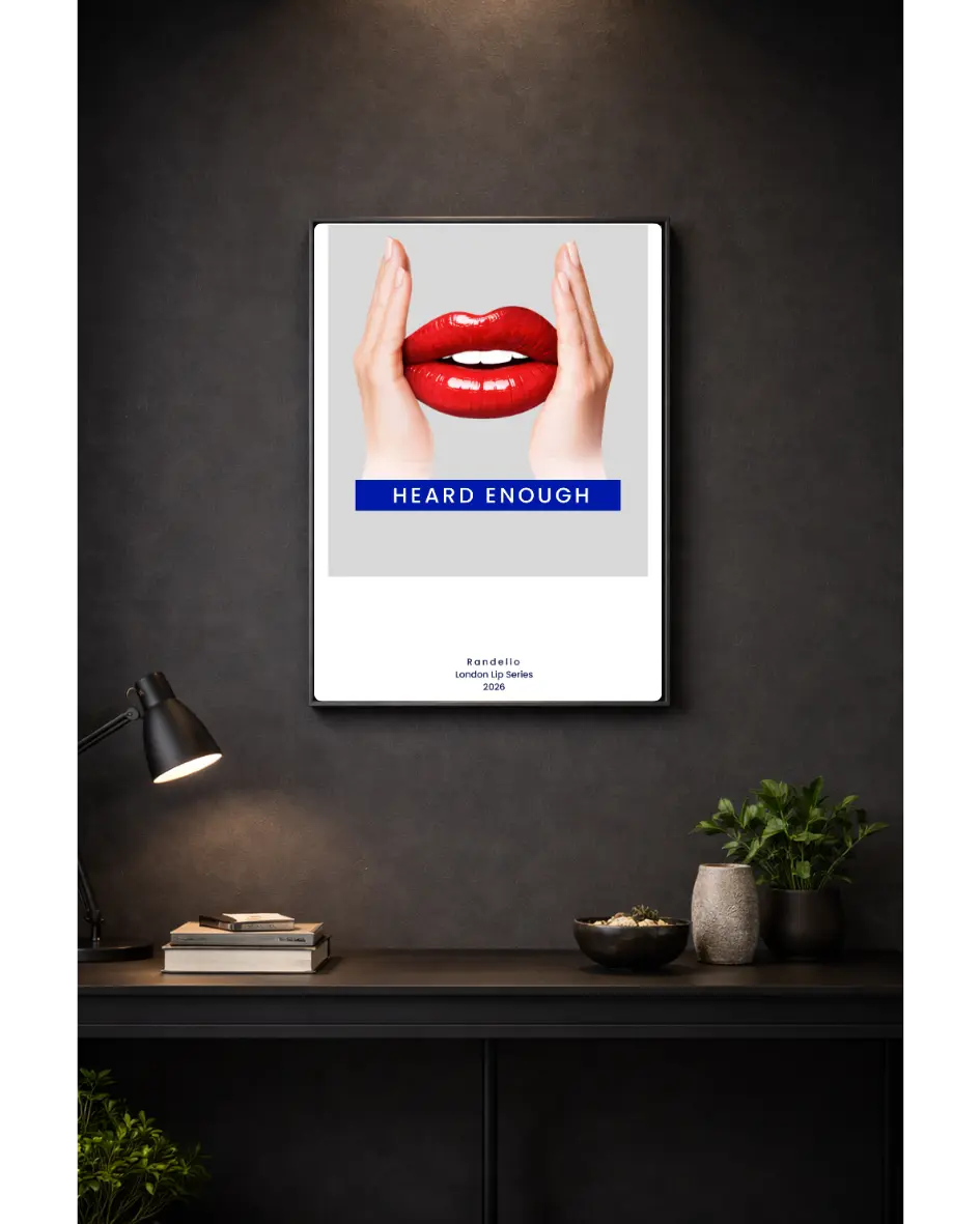 Heard Enough – London Lip Series Metal Framed Print Randello