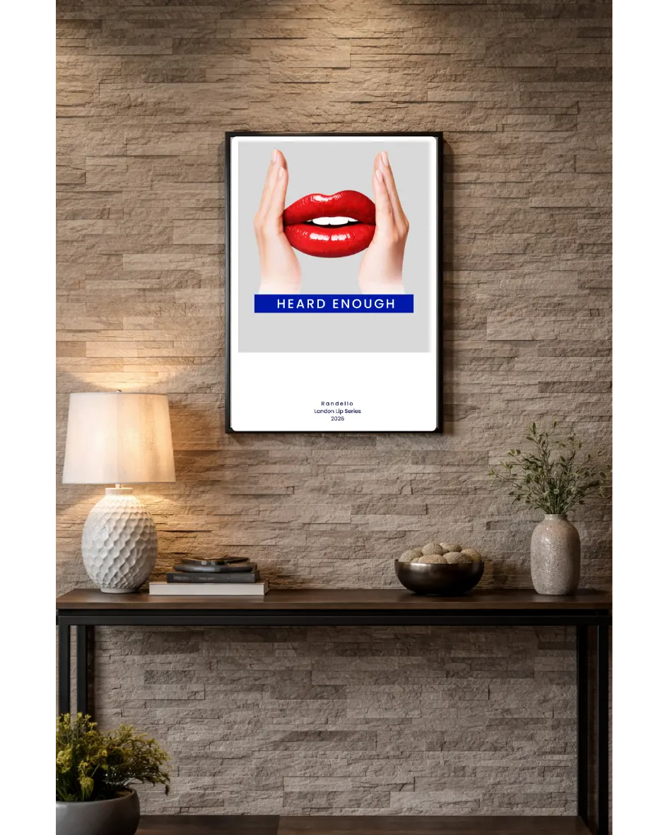 Heard Enough – London Lip Series Metal Framed Print Randello
