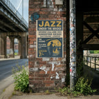 Jazz Under the Bridge 1963 Fine Art Vintage Poster Print – London Southbank Music Wall Art Galeto