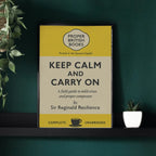 Keep Calm and Carry On – British Penguin Book Parody Framed Print Galeto