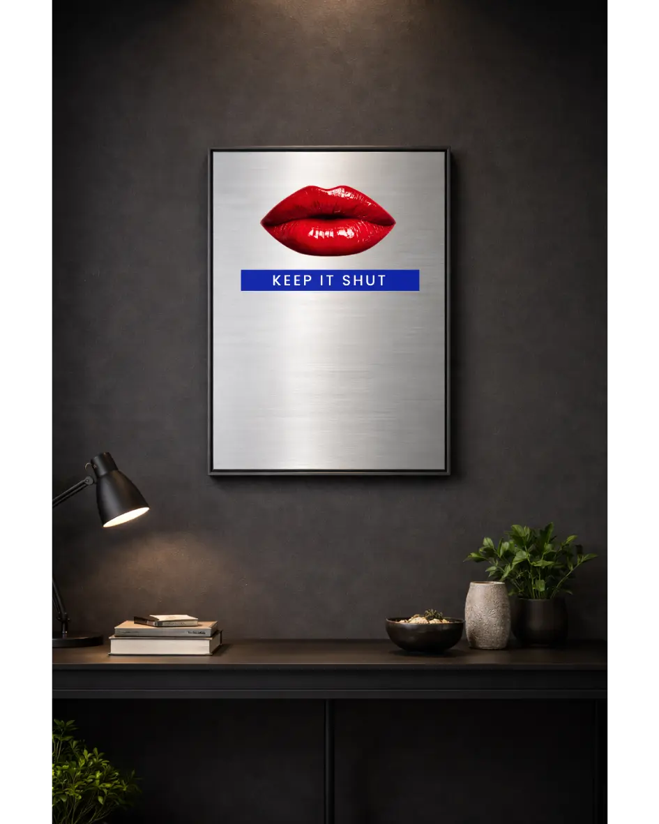 Keep It Shut – London Lip Series - Brushed Aluminum Print Randello