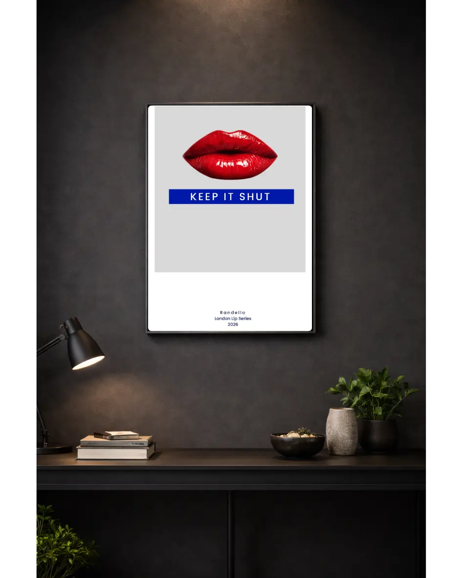 Keep It Shut – London Lip Series  Metal Framed Print Randello