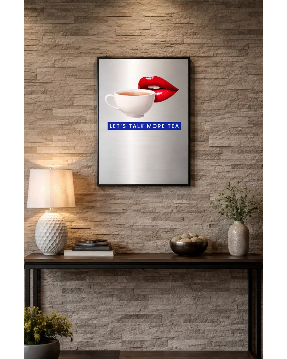 Lets Talk More Tea – London Lip Series - Brushed Aluminum Print Randello