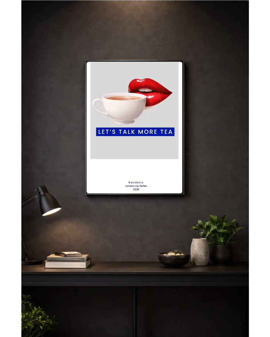 Lets Talk More Tea – London Lip Series  Metal Framed Print Randello