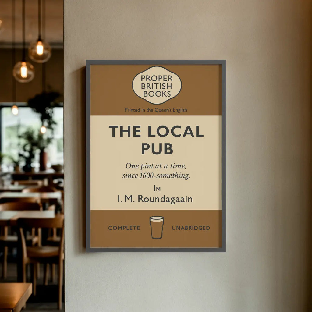 The Local Pub – British Penguin Book Parody Framed Print Galeto