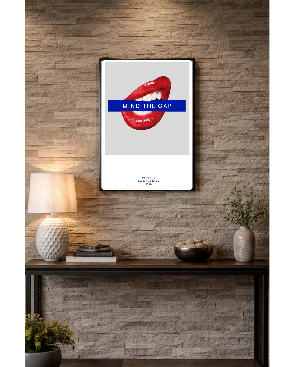 Mind the Gap  – London Lip Series - Metal Framed Poster Randello