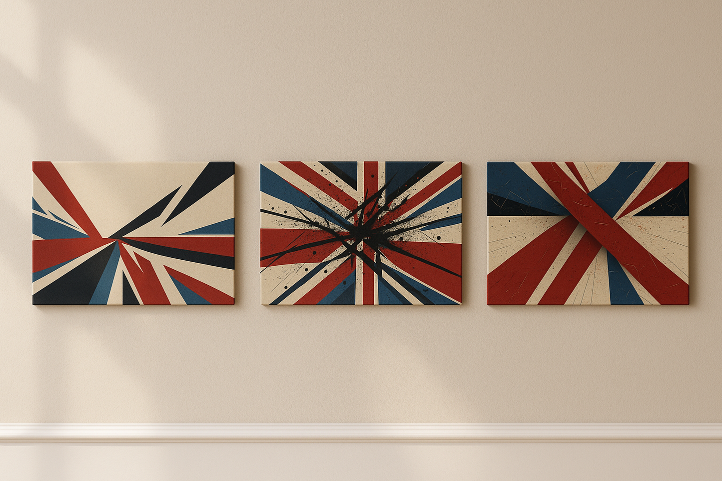 Textured Abstract Union Jack Canvas – Modern British Flag Wall Art
