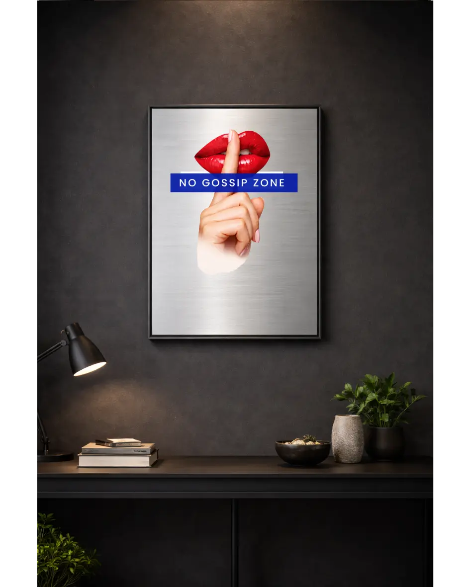 No Gossip Zone  – London Lip Series - Brushed Aluminum Print Randello