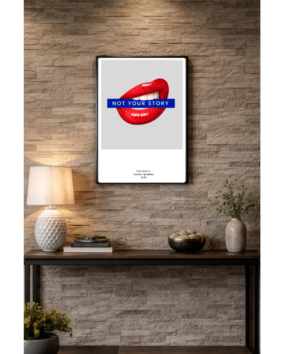 Not Your Story  – London Lip Series -  Metal Framed Poster Randello