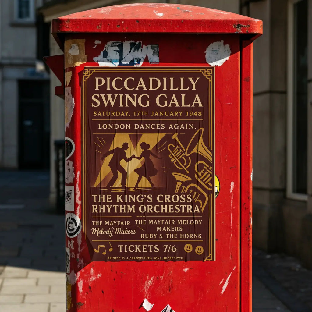 Piccadilly Swing Gala 1948 Fine Art Vintage Poster Print – London Swing Jazz Wall Art Galeto
