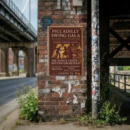 Piccadilly Swing Gala 1948 Fine Art Vintage Poster Print – London Swing Jazz Wall Art