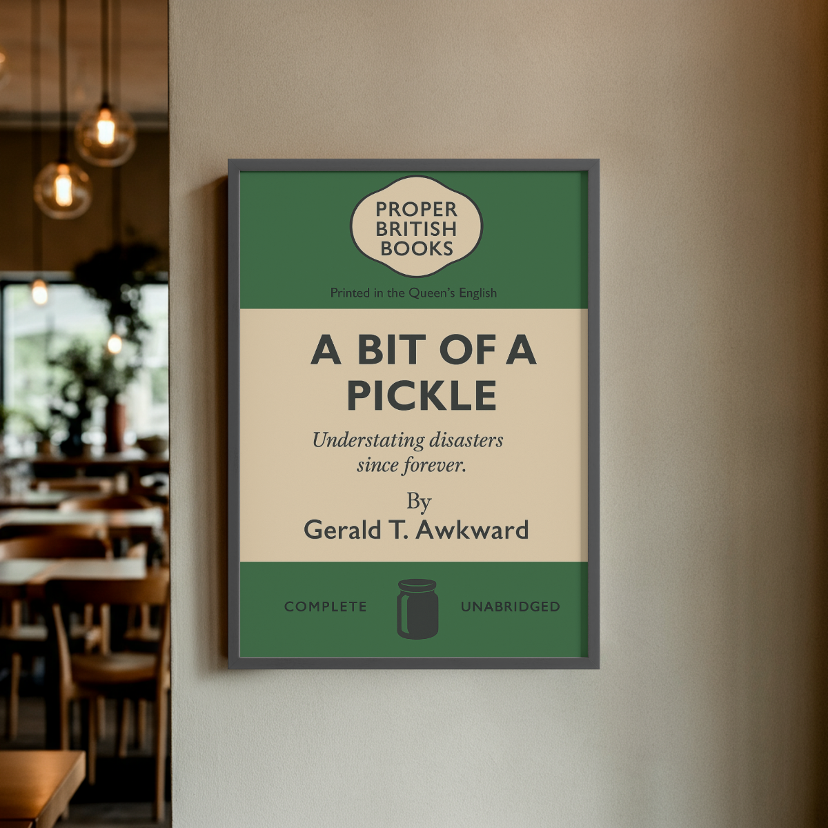 A Bit of a Pickle – British Penguin Book Parody Framed Print Galeto