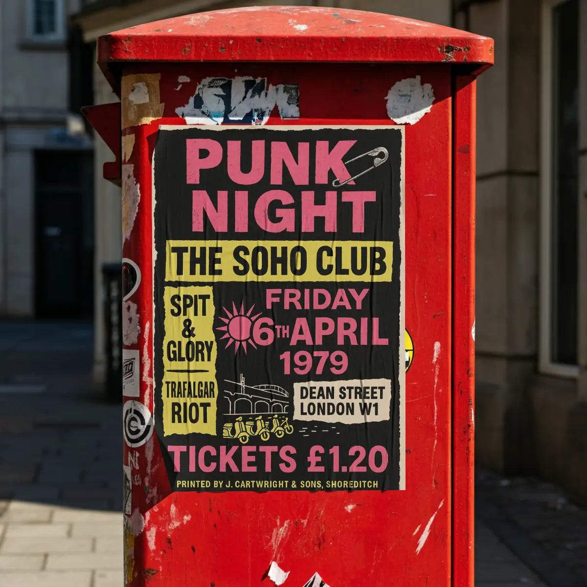 Punk Night 1979 Soho Club Fine Art Vintage Poster Print – London Punk Rock Wall Art Galeto
