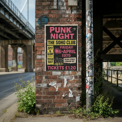 Punk Night 1979 Soho Club Fine Art Vintage Poster Print – London Punk Rock Wall Art