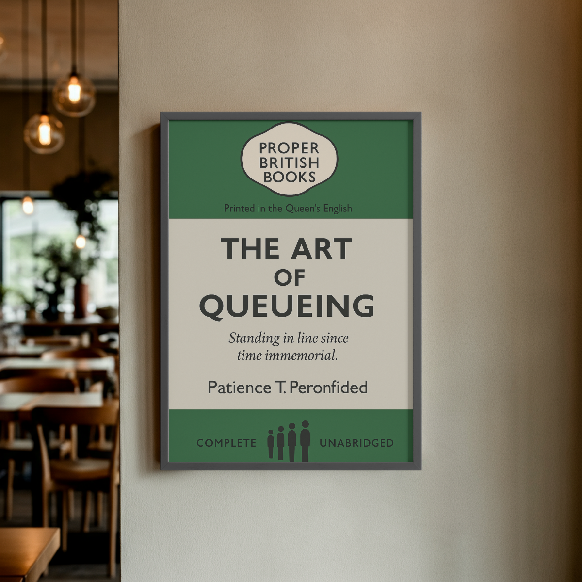 The Art of Queueing – British Penguin Book Parody Framed Print Galeto