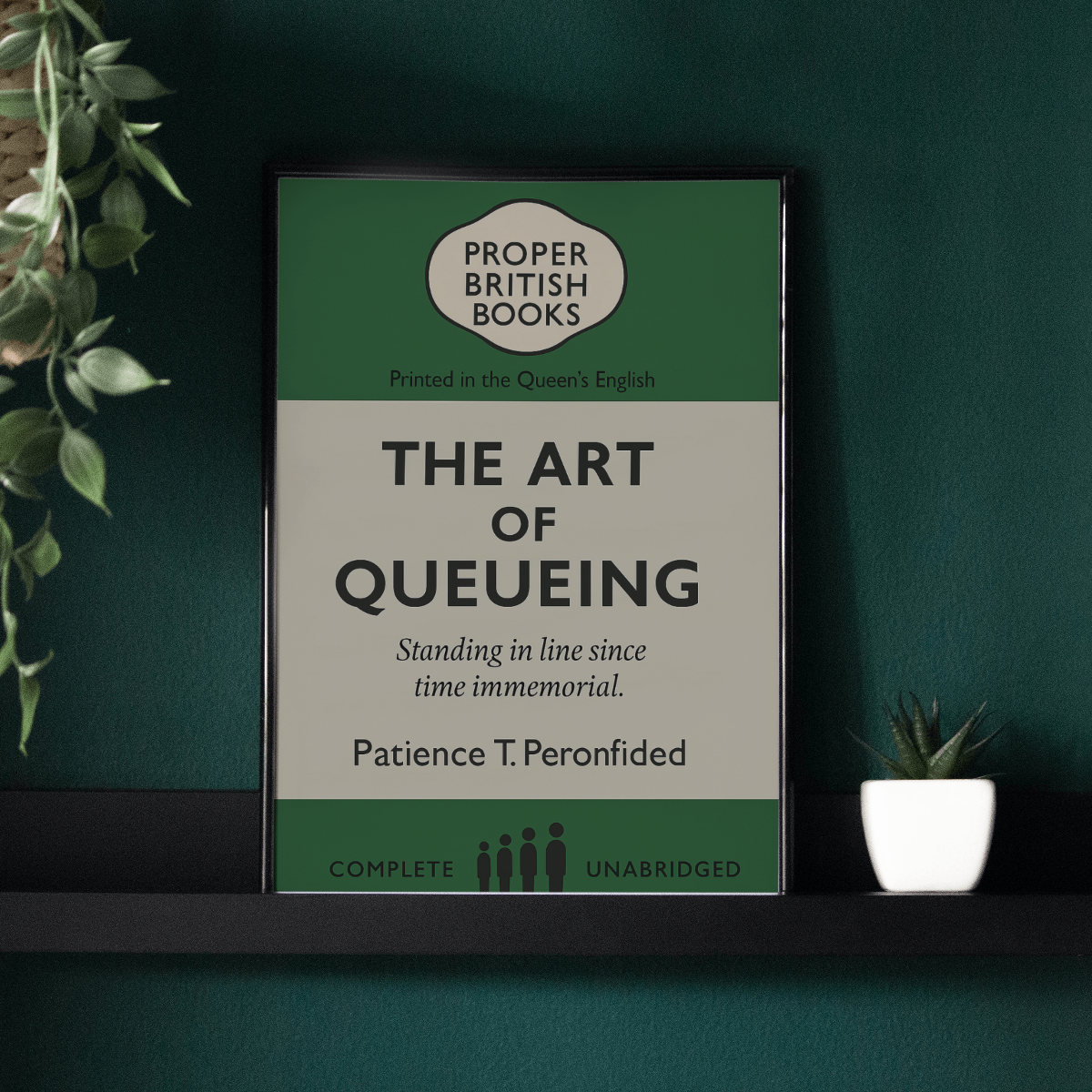 The Art of Queueing – British Penguin Book Parody Framed Print Galeto