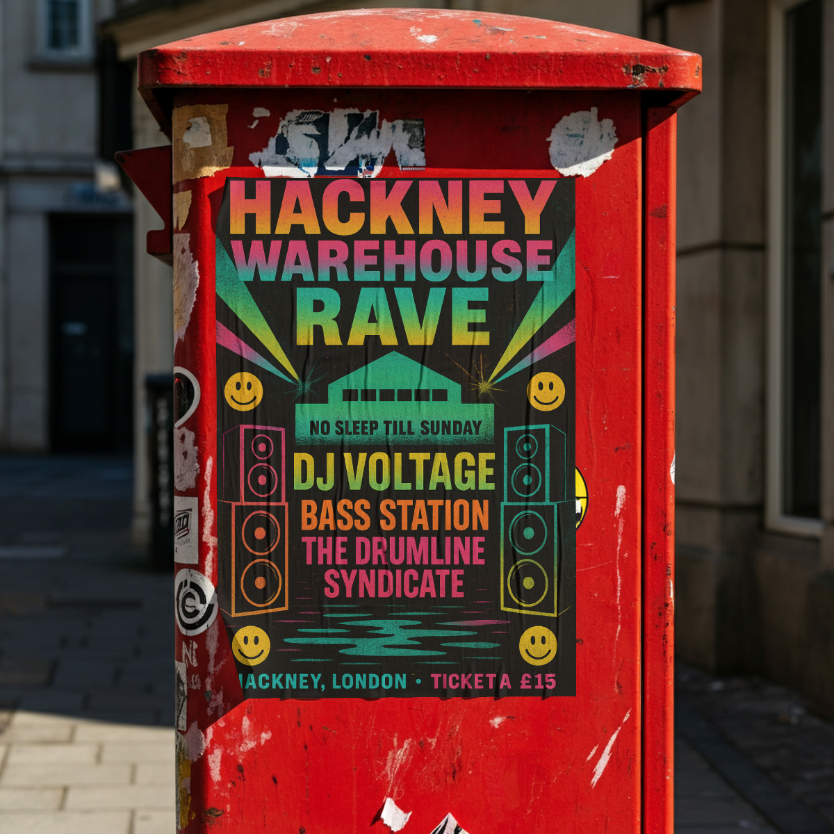 Hackney Warehouse Rave Fine Art Vintage Poster Print – London Rave Culture Wall Art