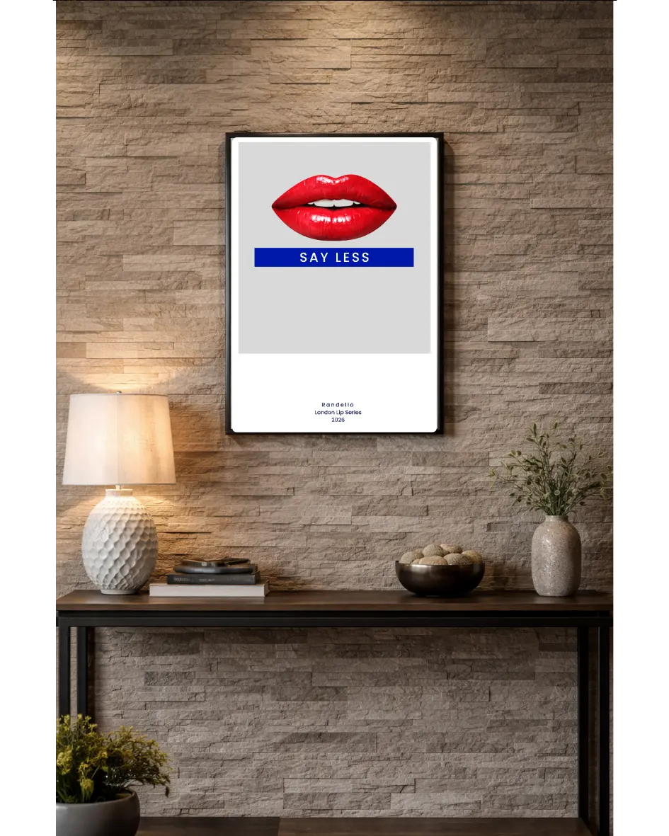 Say Less  – London Lip Series - Metal Framed Poster Randello