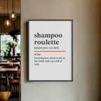 Shampoo Roulette  – Oxford Dictionary Bathroom Framed Print Galeto