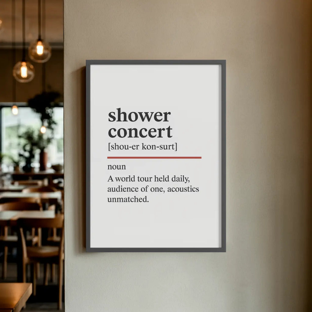 Shower Concert  – Oxford Dictionary Bathroom Framed Print Galeto