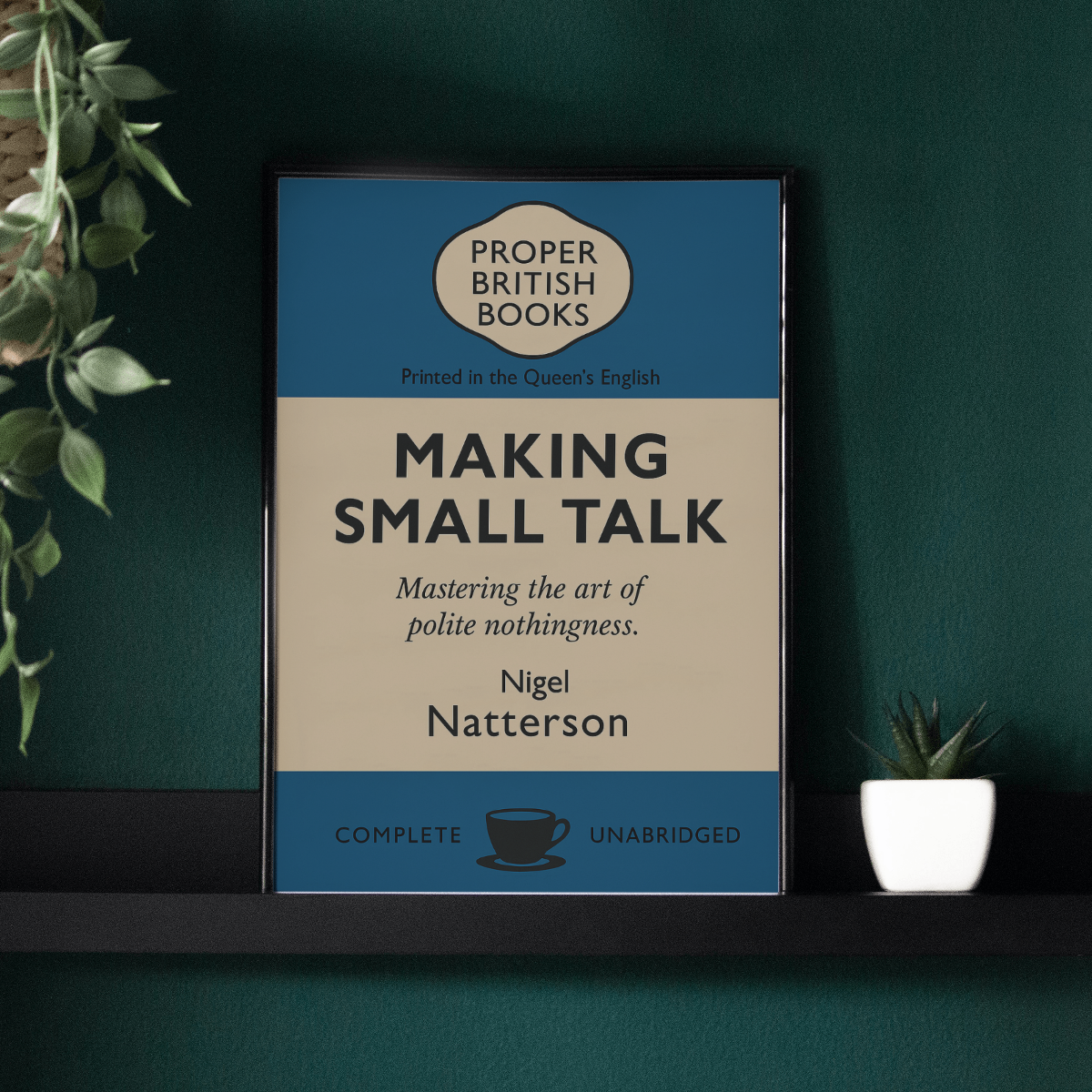 Making Small Talk – British Penguin Book Parody Framed Print Galeto