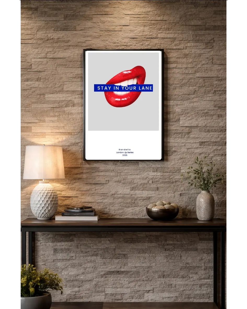 Stay in your Lane  – London Lip Series - Metal Framed Poster Randello